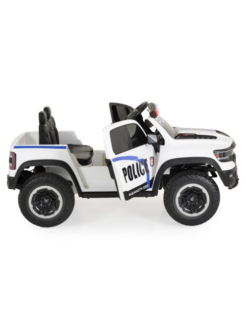 BO RAM MAMMOTH elektromos rendőrautó hangos bemondóval 107cm 2 motoros FEHÉR
