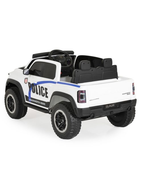 BO RAM MAMMOTH elektromos rendőrautó hangos bemondóval 107cm 2 motoros FEHÉR