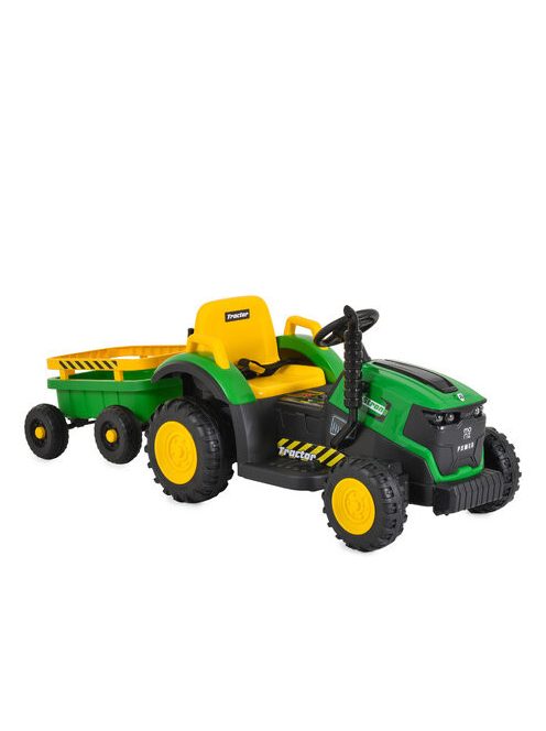BO TERRON traktor 4 kerekű trélerrel 12V két motoros ZÖLD