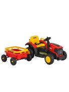 BO TERRON traktor 4 kerekű trélerrel 12V két motoros PIROS