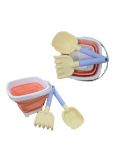  MOCHTOYS homokozó szett: összecsukható vödör, lapát, gereblye NARANCS