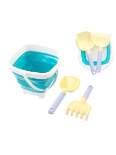   MOCHTOYS homokozó szett: összecsukható vödör, lapát, gereblye KÉK