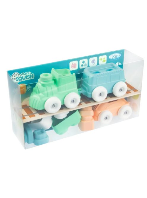MOCHTOYS Play&Squish puha vonat és kocka szett 12db  PASZTELL