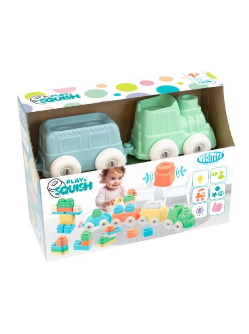 MOCHTOYS Play&Squish puha vonat építőkocka NAGY szett 12dbos PASZTELL ZÖLD 