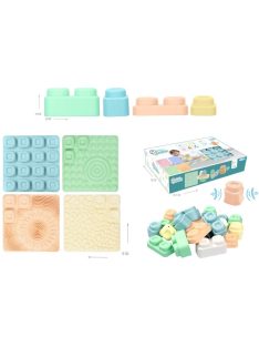   MOCHTOYS Play&Squish szenzorikus szőnyeg - tapilap+ kockák NAGY szett 24db PASZTELL