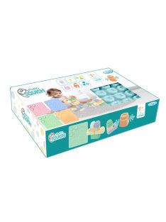   MOCHTOYS Play&Squish szenzorikus szőnyeg - tapilap+ kockák NAGY szett 24db PASZTELL