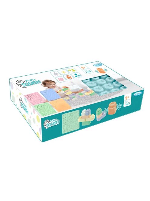 MOCHTOYS Play&Squish szenzorikus szőnyeg - tapilap+ kockák NAGY szett 24db PASZTELL