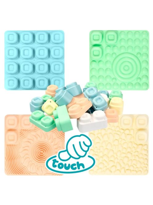 MOCHTOYS Play&Squish szenzorikus szőnyeg - tapilap+ kockák NAGY szett 24db PASZTELL
