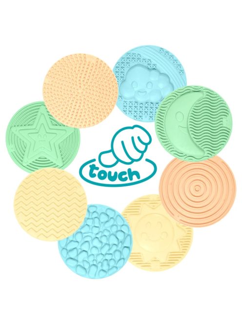 MOCHTOYS Play&Squish szenzorikus szőnyeg -kerek tapilapok 8db PASZTELL
