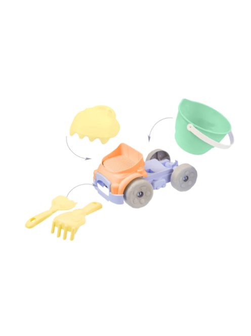 MOCHTOYS homokozó szett 6 részes, vödrös dömperrel PASZTELL ZÖLD/SÁRGA