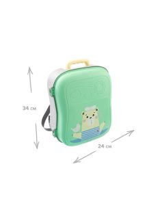   MOCHTOYS homokozó készlet 8+1 rész, bőrönd/hátizsák ZÖLD/ PASZTELL 