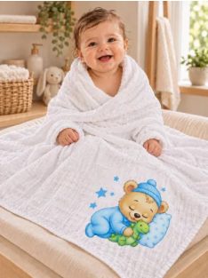 Textil tetra kifogó 140x140 cm KÉK MACI