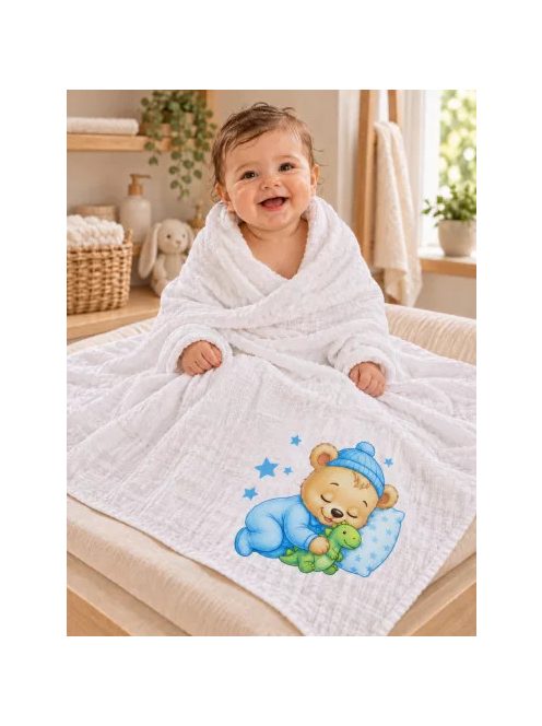 Textil tetra kifogó 140x140 cm KÉK MACI