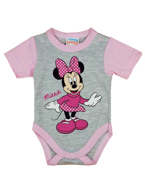 Rövid ujjú baba body Minnie egér mintával szürke