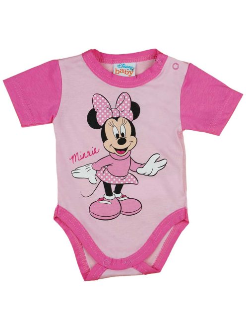 Rövid ujjú baba body Minnie egér mintával rózsaszín