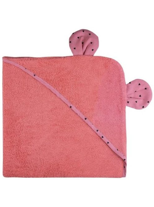 Bubaba kapucnis törölköző fülekkel 110x75 cm - Elefánt pink