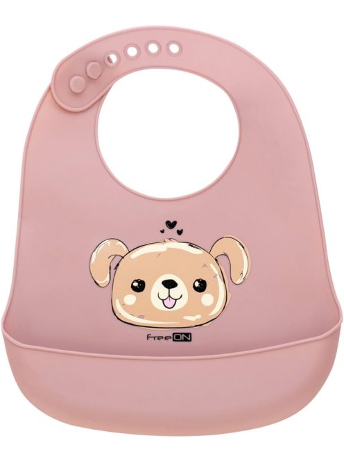 FreeON szilikon előke- Rózsaszín kutyás