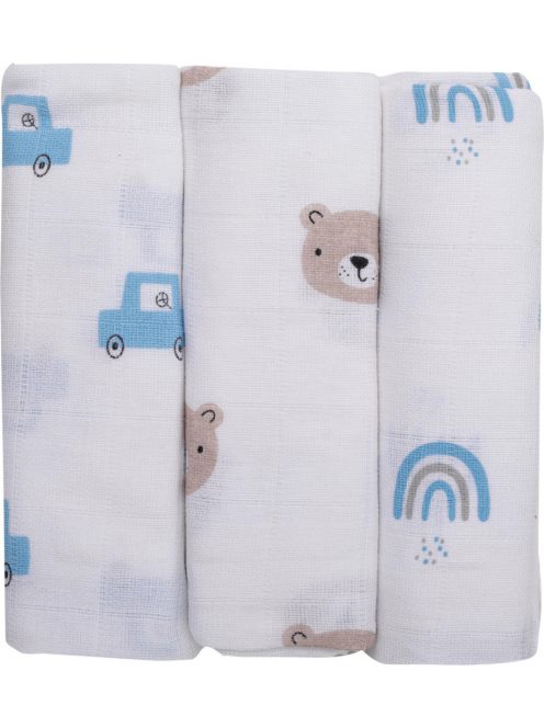 Bubaba muslin pelenka 80x80 cm (3 db)- Teddy