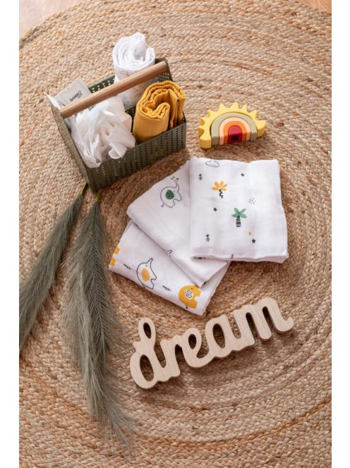 Bubaba muslin pelenka 80x80 cm (3 db)- Elefánt