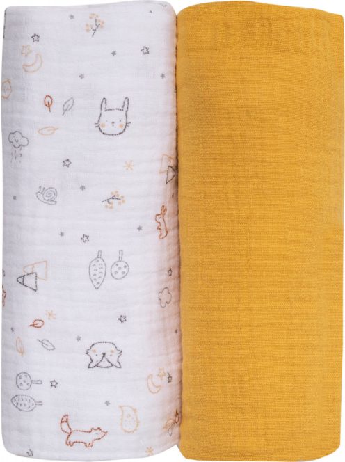 Bubaba muslin pelenka 70x70 cm (2 db)- Yellow