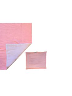   KOKO muszlin Baba ágynemű szett,  takaró 75x100  és párna pink/fehér