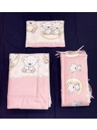 DOMBABY 3 részes ágynemű garnitúra fejvédővel MACIS PINK