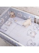 DOMBABY 3 részes ágynemű garnitúra fejvédővel  MACIS SZÜRKE