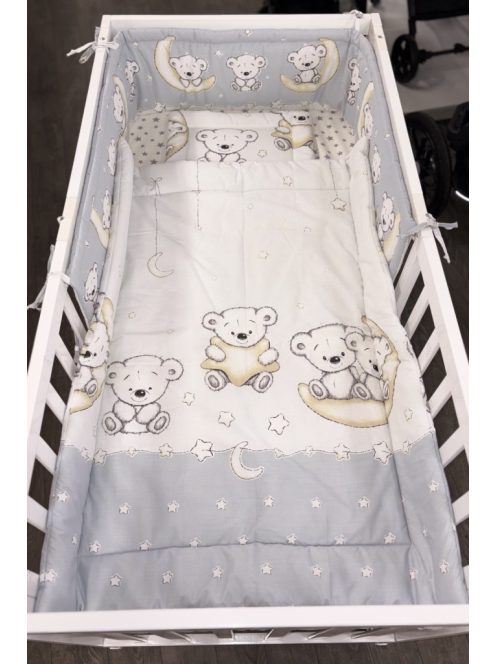 DOMBABY 3 részes ágynemű garnitúra fejvédővel  MACIS SZÜRKE