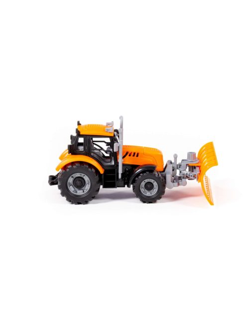 POLESIE műanyag lendkerekes, tolólapátos traktor NARANCS