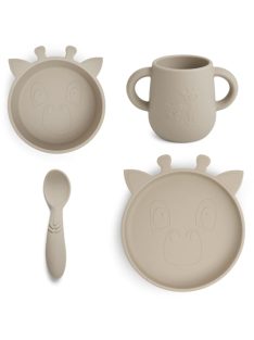 NUUROO szilikon 4 részes étkészlet- Kavicsszürke zsiráf