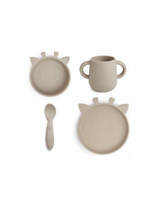 NUUROO szilikon 4 részes étkészlet- krém zsiráf