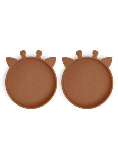 NUUROO szilikon lapostányér 2db- karamell zsiráf