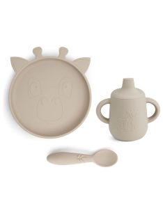   NUUROO Szilikon 3 részes szett itatópohárral- Krém Zsiráf