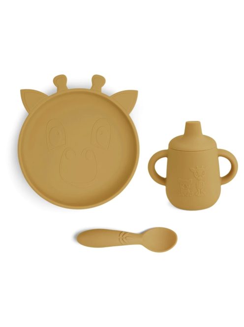 NUUROO Szilikon 3 részes szett itatópohárral- Sárga Zsiráf