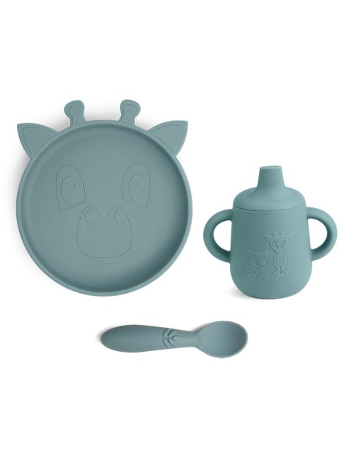 NUUROO Szilikon 3 részes szett itatópohárral- Világoskék Zsiráf