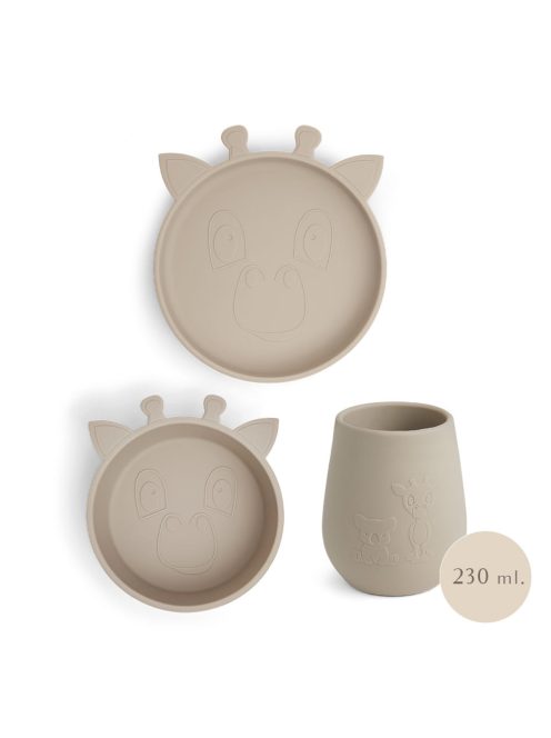 NUUROO szilikon 3 részes étkészlet-Krém Zsiráf