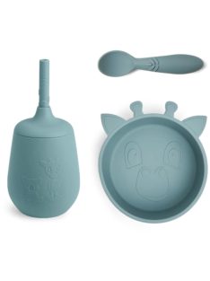   NUUROO Szilikon zsiráfos étkészlet  3 részes- Világokék