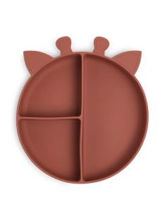 NUUROO Osztott szilikon tányér  zsiráf - mahagóni
