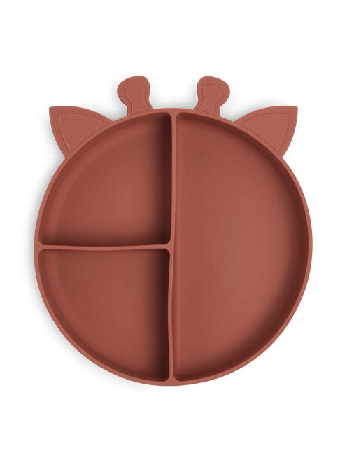 NUUROO Osztott szilikon tányér  zsiráf - mahagóni