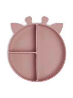 NUUROO Osztott szilikon tányér  zsiráf - rózsaszín